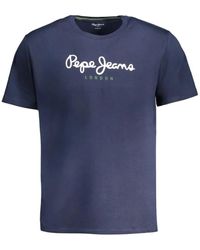 Pepe Jeans - Blau baumwolle bedruckt logo t-shirt - Lyst
