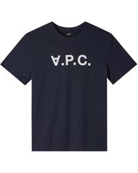 A.P.C. - Tops ,Blauw ,Katoen T-Shirt Standard Grand Vpc - Lyst