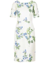 Prada - Bloemen Midi Jurk - Lyst