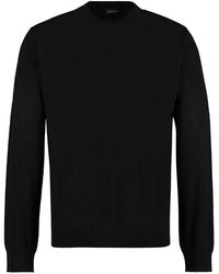 Versace - Truien & Vesten ,Zwart ,Katoen Trui Van Zijde En Katoen Met Geribbelde Details - Lyst