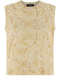 Versace - Truien & Vesten ,Geel ,Barocco Silk Vest - Lyst