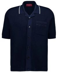 Gucci - Overhemden ,Blauw ,S/S Polo Viscose - Lyst