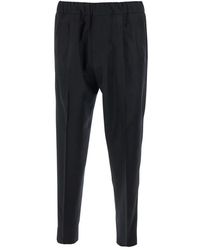 Low Brand - Broeken ,Zwart ,Katoen Zwarte Katoenen Elastische Taille Broek - Lyst