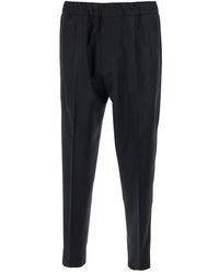 Low Brand - Broeken ,Zwart ,Katoen Zwarte Katoenen Elastische Taille Broek - Lyst