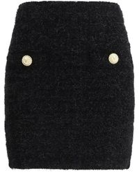Balmain - Lurex Gebreide Minirok Leeuwenkopknopen - Lyst