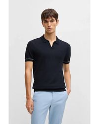 BOSS - Truien & Vesten ,Blauw ,Katoen Blauw Piqué Polo Shirt Casual Fit - Lyst