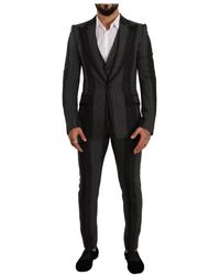 Dolce & Gabbana - Black gray striped slim fit 3 piece suit - Lyst