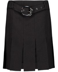 Rabanne - Rokken ,Grijs ,Wol Geplooide Mini Rok Met Riem - Lyst