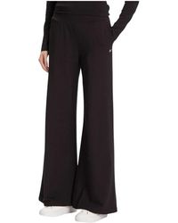 EA7 - Broeken ,Zwart ,Katoen Core Lady Stretch-Katoenen Broek Met Wijde Pijpen - Lyst