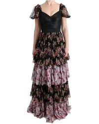 Dolce & Gabbana - Stretch floral shift long dress - Lyst