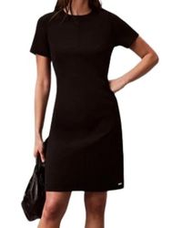 Calvin Klein - Stretch Crepe Jurk Met Korte Mouwen - Lyst