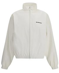 Balenciaga - Jassen ,Wit ,Polyester Logo Detail Ritsjack - Lyst