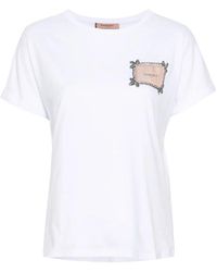 Twin Set - Camisetas y polos de algodón blanco con parche de logo - Lyst