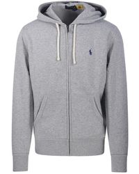 Ralph Lauren - Hoodies & Sweatvesten ,Grijs ,Leer Hoody Sweatshirt - Lyst