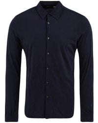 Aspesi - Overhemden ,Blauw ,Katoen Cotton Jersey Shirt - Lyst
