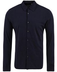 Aspesi - Overhemden ,Blauw ,Katoen Cotton Jersey Shirt - Lyst
