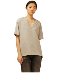 Semicouture - Camiseta de punto de algodón con cuello en v - Lyst