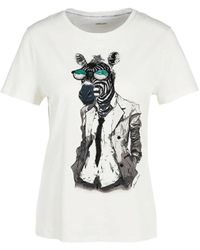 Marc Cain - Off t-shirt mit 3d zebra applikation - Lyst