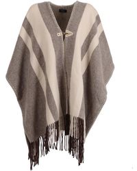 Fay - Poncho Met Franjes En Haaksluiting - Lyst