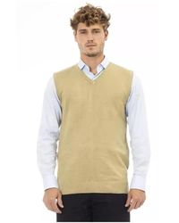 Alpha Studio - Beiger Viskose V-Ausschnitt Weste Klassischer Stil - Lyst