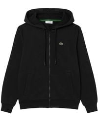 Lacoste - Hoodies & Sweatvesten ,Zwart ,Katoen Sweatshirt Met Ritssluiting - Lyst