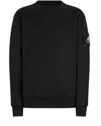 Moose Knuckles - Hoodies & Sweatvesten ,Zwart ,Katoen Sweatshirt Met Ronde Hals - Lyst