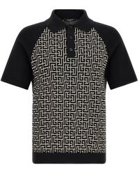 Balmain - Pb Monogram Jacquard Polo - Lyst