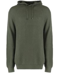 Moorer - Hoodies & Sweatvesten ,Groen ,Wol Geribbeld Gebreide Wollen Hoodie - Lyst