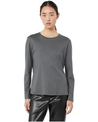 Max Mara - Tops ,Grijs ,Katoen Long Sleeve T-Shirt - Lyst