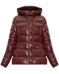 Moncler - Jassen ,Rood ,Leer Barante Korte Donsjas Met Capuchon - Lyst