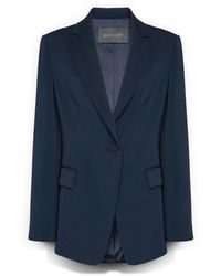 Elena Miro - Jassen ,Blauw ,Leer Gestructueerde Blazer - Lyst