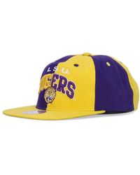 Mitchell & Ness - Accessoires ,Veelkleurig ,Katoen Lsu Tigers Platte Klep Pet Geel/Paars - Lyst