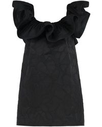 Elisabetta Franchi - Gerüschtes Blumen Jacquard Mini Kleid - Lyst