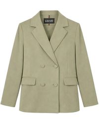 Liu Jo - Jassen ,Groen ,Polyester Double-Breasted Fluid Blazer - Lyst