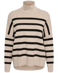 Inwear - Truien & Vesten ,Veelkleurig ,Katoen Gestreepte Turtleneck Pullover Sandstone - Lyst
