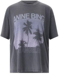 Anine Bing - Tops ,Grijs ,Katoen Palms Graphic T-Shirt - Lyst