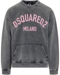 DSquared² - Oversized fit sweatshirt in grau - Lyst