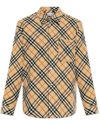 Burberry - Overhemden ,Wol Geruite Wollen Overhemd - Lyst