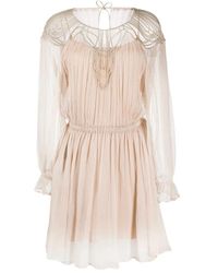 Alberta Ferretti - S kleid mit langen ärmeln und transparenter textur - Lyst
