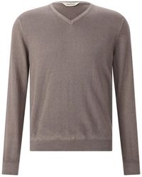 Gran Sasso - Truien & Vesten ,Bruin ,Wol V-Hals Gebreide Kleding - Lyst