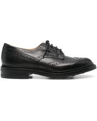 Tricker's - Zwarte Kalfsleren Veterschoenen Met Dainite Zool - Lyst
