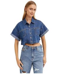One Teaspoon - Overhemden ,Blauw ,Katoen Blauwe Wrap Shirt - Lyst