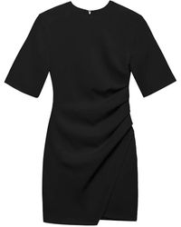 Aniye By - Kleedjes ,Zwart ,Zwarte Elegante Gedrapeerde Mini Jurk - Lyst
