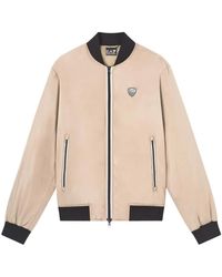 EA7 - Jassen ,Bruin ,Polyester Bomberjack Met Rits En Logopatch - Lyst