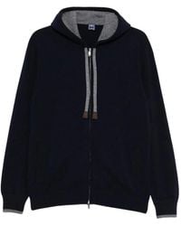 Fedeli - Hoodies & Sweatvesten ,Blauw ,Zip-Through Sweater Met Capuchon - Lyst
