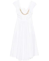 Elisabetta Franchi - Stretch Katoenen Jurk Met Juwelenketting - Lyst