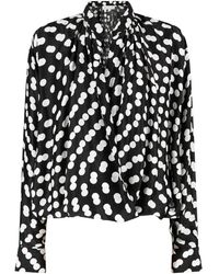 Dries Van Noten - Overhemden ,Veelkleurig ,Satijn Jacquard Satijnen Blouse Met Stippen - Lyst