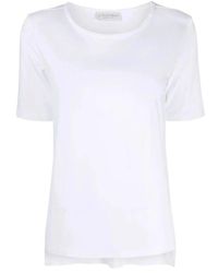 Le Tricot Perugia - Weiße T-Shirt Mit Kurzen Ärmeln Und Asymmetrischem Saum - Lyst