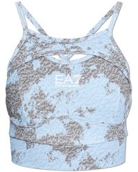 EA7 - Fitness ,Blauw ,Leer Short Training Top Met Bandjes - Lyst