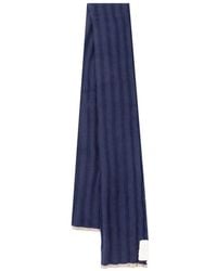 Brunello Cucinelli - Blauer cashmere schal mit kontrastprofil - Lyst